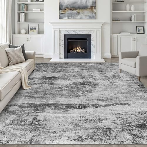 LOONGRUG 8x10 Area Rugs Washable Neutral Modern Living Room Rug Black Gray by LOONGRUG