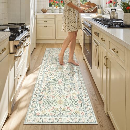 Lahome Washable Runner Rug 2x6, Beige Boho Bathroom Rugs Non Slip - Image 3