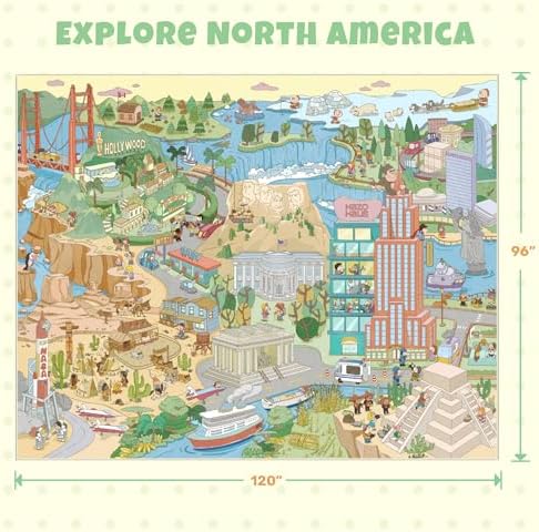 Patriotic Large 8x10 Kids Playroom Rug – North America Geography Carpet with Landmarks, Wildlife & U.S. Presidents – Giant Educational Area Rug for Homeschool, Daycare, Classroom, or Pretend Play Area - Image 2