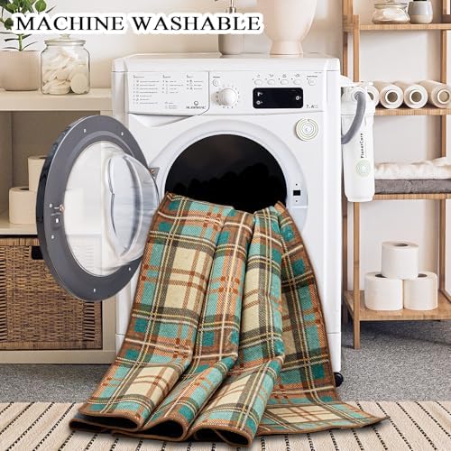 Ruaruarug Washable Area Rug 8×10 for Living Room, Ultra Soft, Plaid - Image 5
