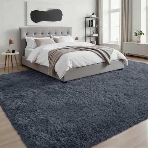 9x12 Area Rug Living Room Bedroom: Fluffy Plush Shag Carpet Grey - Image 3