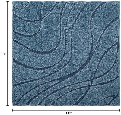 SAFAVIEH Florida Shag Square Rug 5', Soft Light Blue & Blue SG471-6065 - Image 2