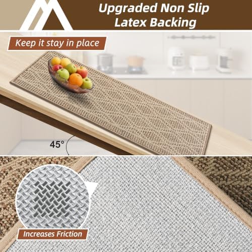 COSY HOMEER Kitchen Rugs Sets of 2 Non-Slip Washable,24”x35“+24”X60“ - Image 3