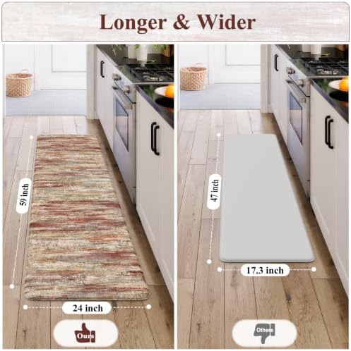KIMODE Kitchen Mats Cushioned Anti Fatigue, Neutural Kitchen Rugs Sets of 2 - Image 2