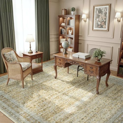 5x7 Washable Area Rugs for Living Room Bedroom, Vintage Rug Beige - Image 3