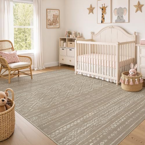 Nakagishi Boho 5x7 Area Rug Living Room Rugs Machine Washable Dark Brown - Image 7