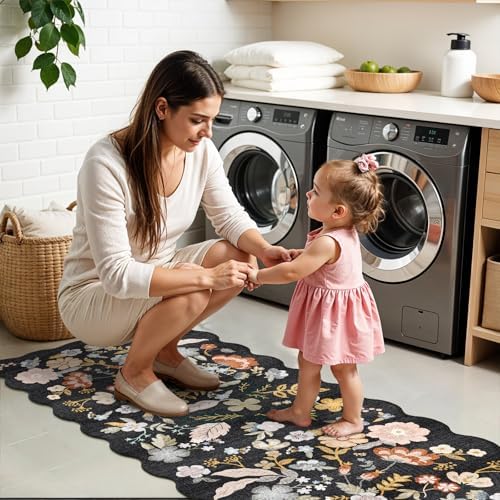 3x10ft Long Hallway Runner Rug: Non-Slip Washable Kitchen Floor Mat Black - Image 7