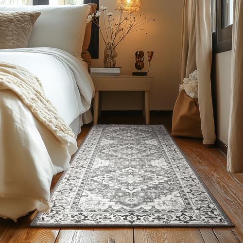 Lessymo Runner Rug 2.6 x 8 for Hallway, Machine Washable Entryway Rugs Gray - Image 2