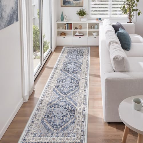 zesthome 2x8 Runner Rug Non Slip,Washable Hallway Runner Rug,Blue - Image 5