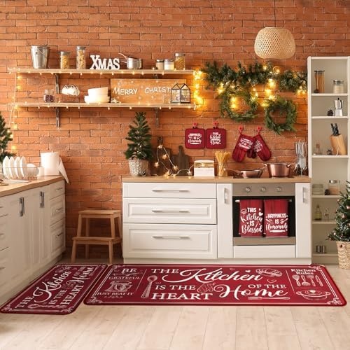 Fourluoo 10 Pcs Red Kitchen Decor and Accessories Set - Image 3