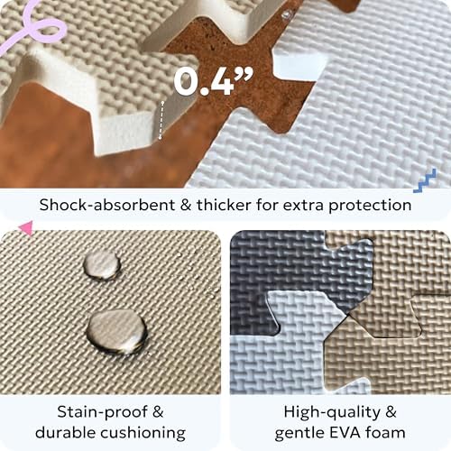 MioTetto Baby Play Mat, Soft Foam Floor Tiles for Kids. Adjustable Interlocking Foam Tiles, Fits with 50x50 Playpen Baby mat for Crawling & Development, Safe & Non-Toxic Playmat for Babies 6-12 Months - Image 5