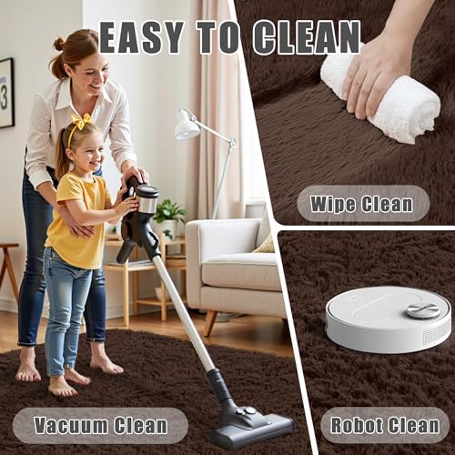 6x9 Area Rugs for Living Room:Ultra Soft Fluffy Shag Brown Rug,Large Fuzzy Plush Indoor Non Slip Carpet Washable Rugs for Bedroom Kids Nursery Office Dorm Modern Decor(Brown 6'x9') - Image 6