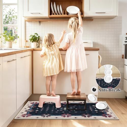 HEBE Boho Kitchen Rugs Set of 3, Non Slip Washable Kitchen Mats for Floor - Image 6
