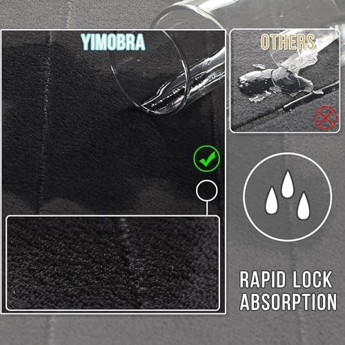 Yimobra 3 Pieces Memory Foam Bath Mat Set with U-Shaped Toilet Rug - Non Slip Super Soft Absorbent Quick Dry Bathroom Rugs for Bathtub, Vanity & Toilet Base, Black - Image 4