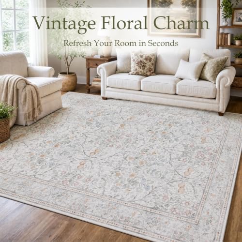JOLLYVOGUE 8x10 Area Rugs for Living Room, Washable Rug, Beige - Image 2