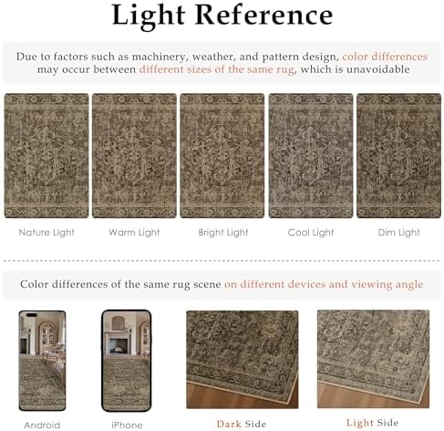 PureCozy Brown Area Rug 5x7 Vintage Oriental Distressed - Image 2