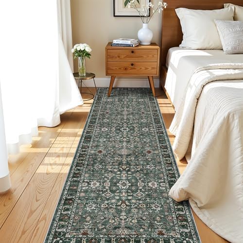 Washable 2x8 Kitchen Rug Runner: Non Slip Rugs for Hallway Bedroom Green - Image 3