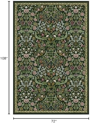 Moynesa Vintage 6x9 Area Rugs, Green Floral Rugs for Living Room - Image 2