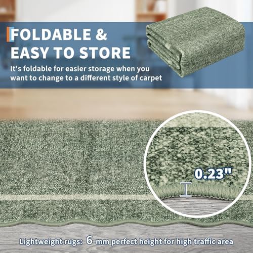 GarveeHome Scalloped Washable Runner Rug 2x6 Non Slip Kitchen Rugs Green - Image 6