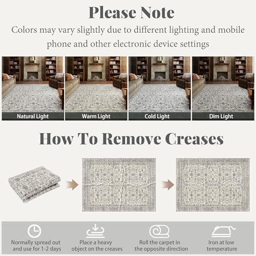 Machine Washable Rugs for Living Room: 10x14 Area Rugs for Bedroom - Image 6