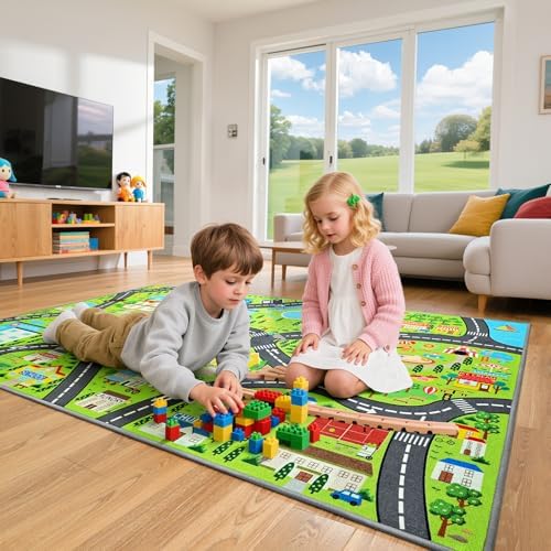 BENRON Community Car Play Rug 5x7 for palyroom, Educational Play Mat - Image 2
