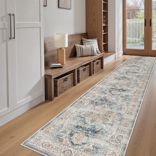 Madane Washable Runner Rugs 2x10 Long for Hallway Kitchen, Navy - Image 3