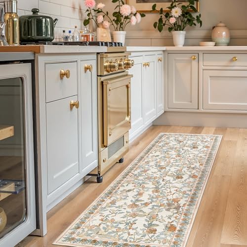 jinchan 2x6 Runner Rug Floral Vintage Washable Area Rug, Orange by JINCHAN