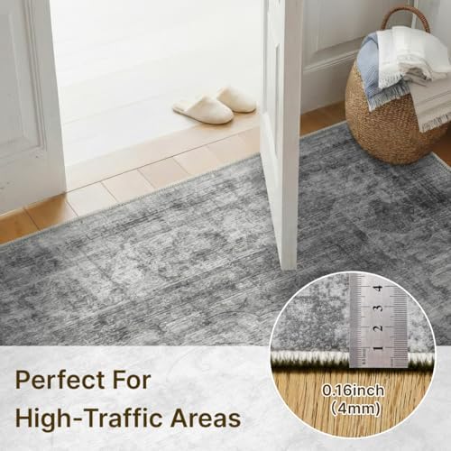 2x3 Area Rug Washable Vintage: Non Slip Throw Rugs for Entryway - Image 3