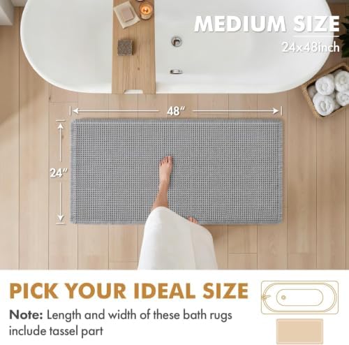 MIULEE Set of 2 Waffle Bathroom Runner Rugs Light Grey 2'x4'(24"x48") - Image 2