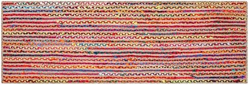 Hausattire Jute Cotton Braided Woven Runner 2x6 Feet - Multi Color by Hausattire