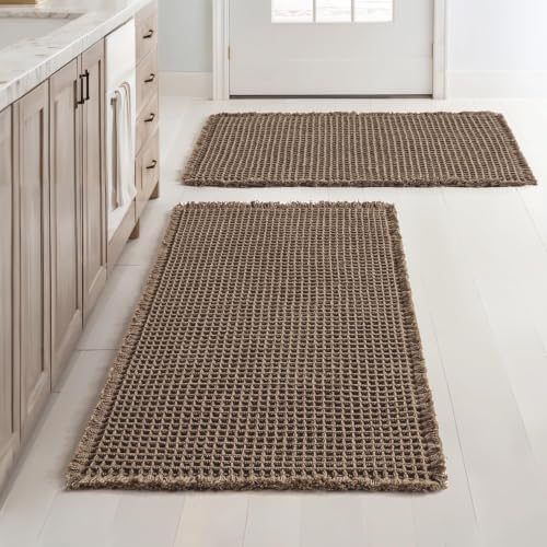 MIULEE Set of 2 Waffle Bathroom Rugs Coffee Brown Bath Mat 17"x24"+18"x30" by MIULEE