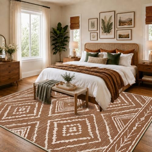 BESTSWEETIE 5'x8' Washable Area Rug for Living Room Bedroom Yellowbrown - Image 7