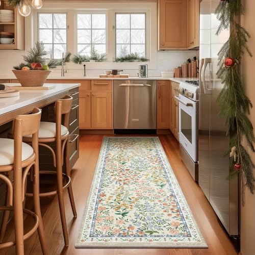 Washable Kitchen Rug Runners for Hallways: 2'6"x8' Bedroom Rug Non Slip Low Pile Stain Resistant Soft Indoor Floor Carpet Runner Rug for Entryway Hallway Kitchen Living Room Farmhouse - Image 2