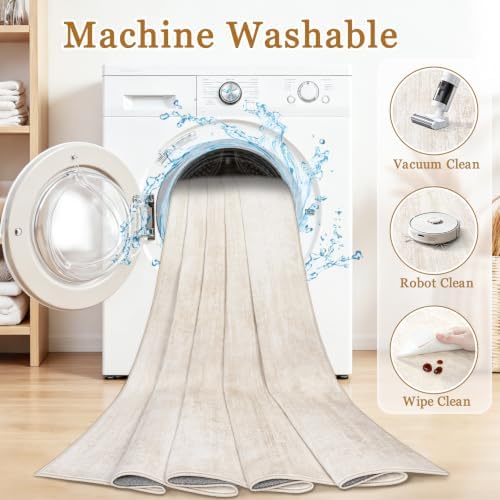 Tosuoka Washable Rug 8x10 Area Rugs for Living Room, Beige Cream Abstract - Image 4