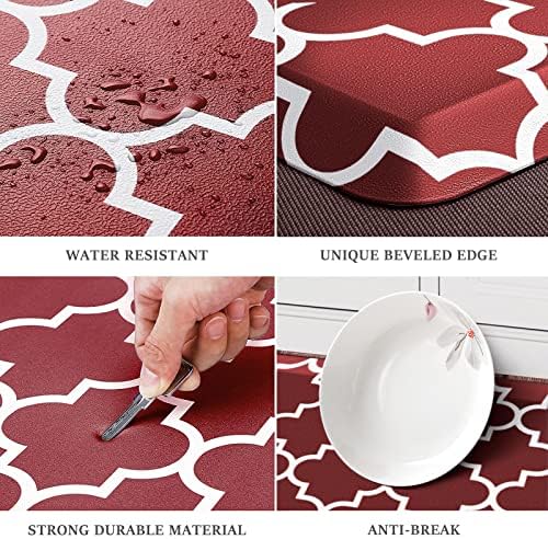 WISELIFE Kitchen Runner Rugs Anti-Fatigue mats, 17.3" x 39", 4/5 Inch, Red - Image 4