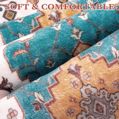 SERISSA 5x7 Washable Non Slip Boho Area Rug for Living Room，Orange - Image 4