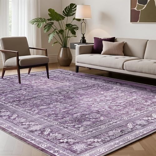 OPPODREAM Vintage Purple Area Rugs 9x12, Washable Rug for Living Room by OPPODREAM
