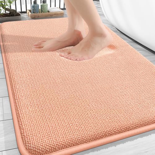 OLANLY Thick Memory Foam Bathroom Rugs 30x20, Absorbent Bath Mat, Peach by OLANLY