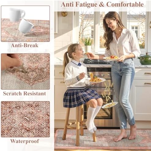Collive Boho Anti Fatigue Mats for Kitchen Floor, 17.3"x29"+17.3"x47" - Image 6