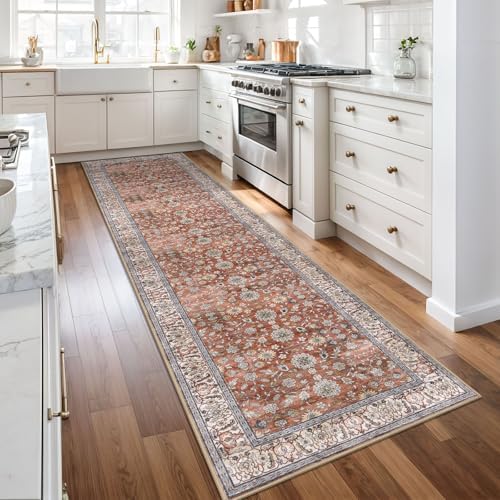 KUTA Vintage Washable Runner Rug, 2.6x10 Red Clay Runners for Hallways - Image 3