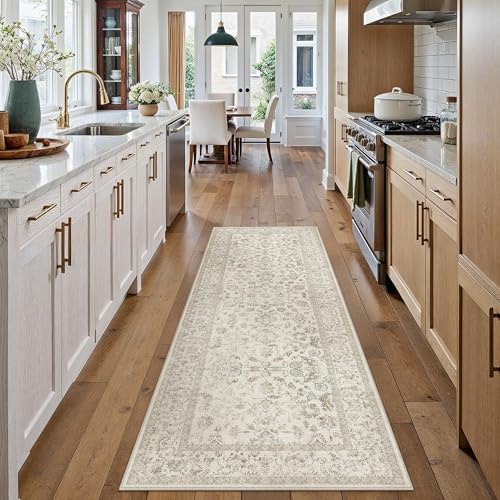 PureCozy 2x6 Taupe Runner Rug Washable Hallway Non Slip Kitchen Vintage by PureCozy