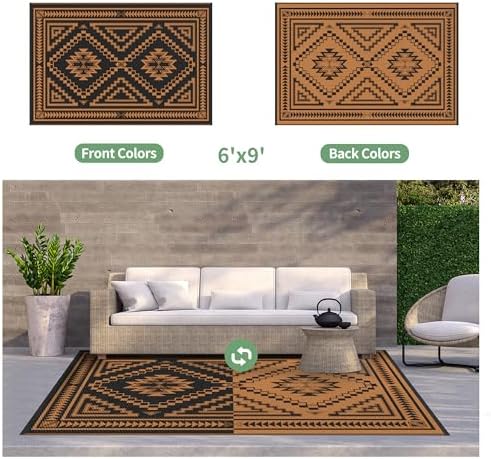 GENIMO Fall Decor Outdoor Rug, Plastic Rugs for Patio, 6'x9' Onyx Orange - Image 3