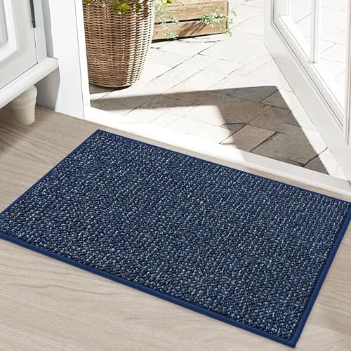 BEQHAUSE Dirt Trapper Door Mat 20" x 32", Non-Slip Washable Doormats, Blue by BEQHAUSE