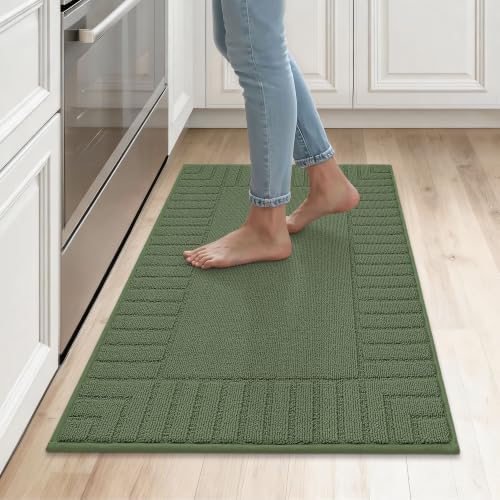 BEQHAUSE Kitchen Rugs 24"x35", Non Slip Washable Kitchen Floor Mat, Green by BEQHAUSE
