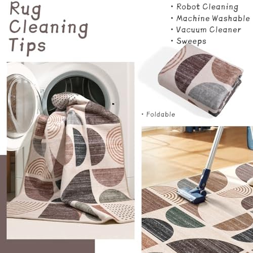 MUJOO 3x5 Rug Washable,Boho Area Rugs Small Non Slip Modern Abstract - Image 4