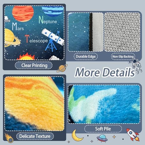 5x7 Ft ABC Alphabet Educational Area Rug for Children Girls Boys Leaning, Outer Space Decorative Rug for Kids Playroom, Classroom, Bedroom, Non-Slip & Soft Faux Wool Kids Carpet-Washable - Image 4