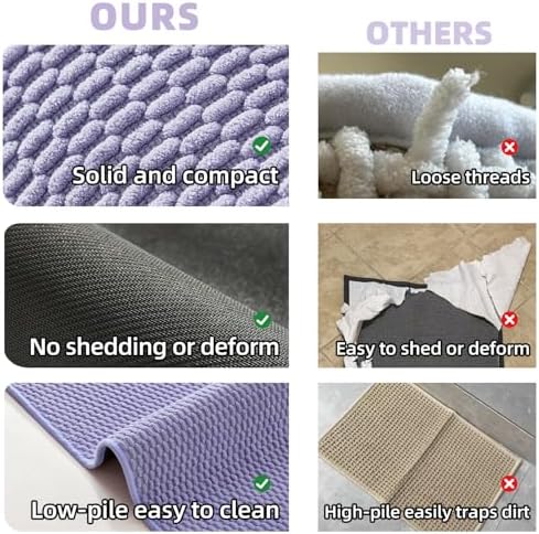 TYUU Bathroom Runner Rugs, Long Bath Mat Runner Washable Thin Quick Dry Low Pile Bathroom Runner Rugs Non Slip, Lavender 16"x60" - Image 5