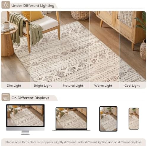 Nakagishi Boho 4x6 Area Rug Living Room Rugs Machine Washable Dark Brown - Image 6