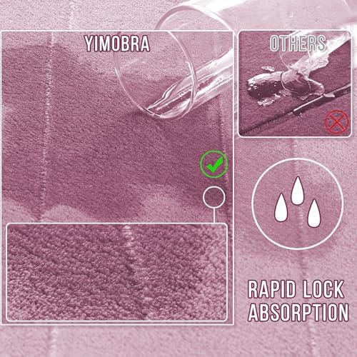 Yimobra Memory Foam Toilet Bath Mat U-Shaped, 24 X 20 Inches,Soft and Comfortable, Super Water Absorption, Non-Slip, Machine Wash and Easier to Dry for Bathroom Commode Contour Rug, Mauve - Image 5