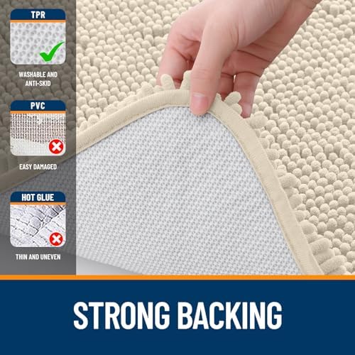 OLANLY Toilet Rugs U-Shaped 20x20, Soft Absorbent Chenille Contour Rugs - Image 6